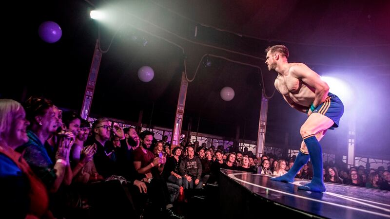 Ronan Brady performing his GAA striptease act in fringe show RIOT. Photograph: Fiona Morgan