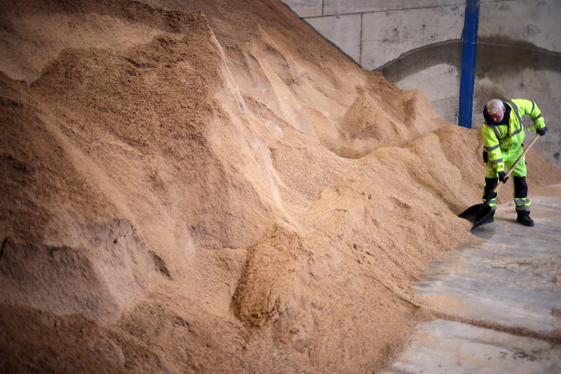 David Donohoe shovels salt at the North City Operations Depot in Ballymun. Photograph: Chris Maddaloni
