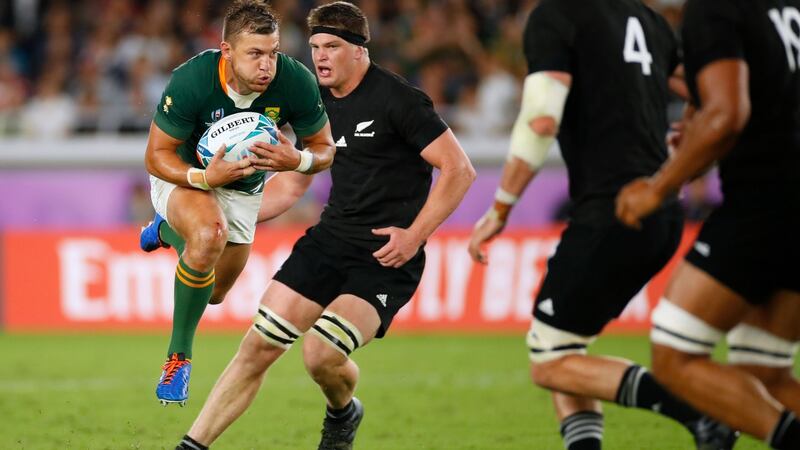 South Africa fullback Willie Le Roux  carries the ball during the  Rugby World Cup Pool B match  at the International Stadium Yokohama. Photograph: Odd Andersen/AFP/Getty Images