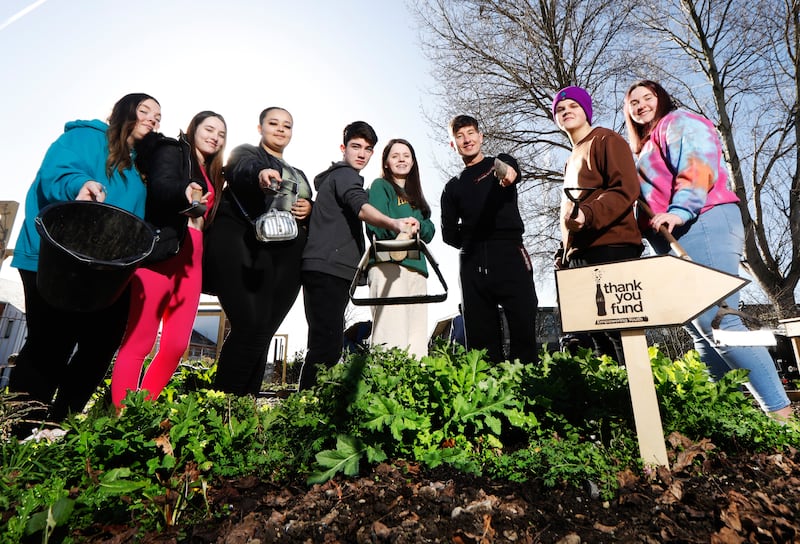 Actor Barry Keoghan launched the 2023 Coca-Cola Thank You Fund with a visit to former Fund recipients Global Action Plan in their Green Living and Sustainability Garden (GLAS) in Ballymun. Photograph: Leon Farrell/Photocall Ireland