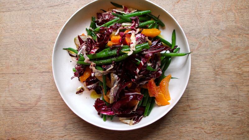 Green beans, blood orange and radicchio