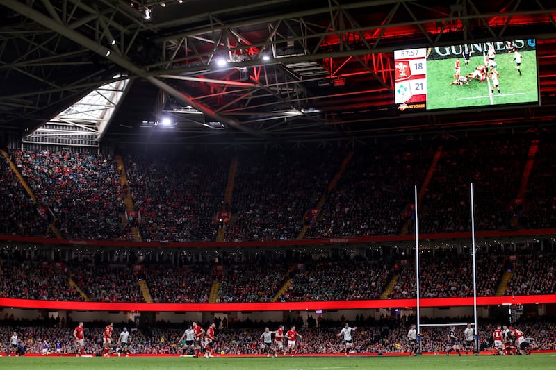 A view of the action at the Principality Stadium during the game. Photograph: Ben Brady/Inpho