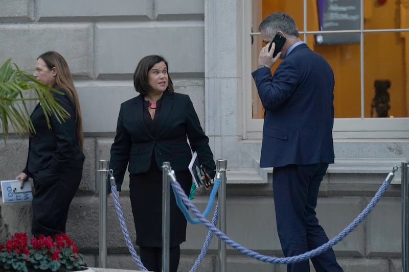 Sinn Féin leader Mary Lou McDonald leaves Leinster House. Photograph: Brian Lawless/PA Wire