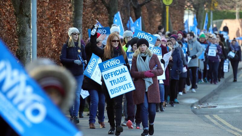 Nurses pictured on the picket line at St. Vincent’s Hospital, Merrion Road, Dublin. Photograph: Colin Keegan/Collins Dublin