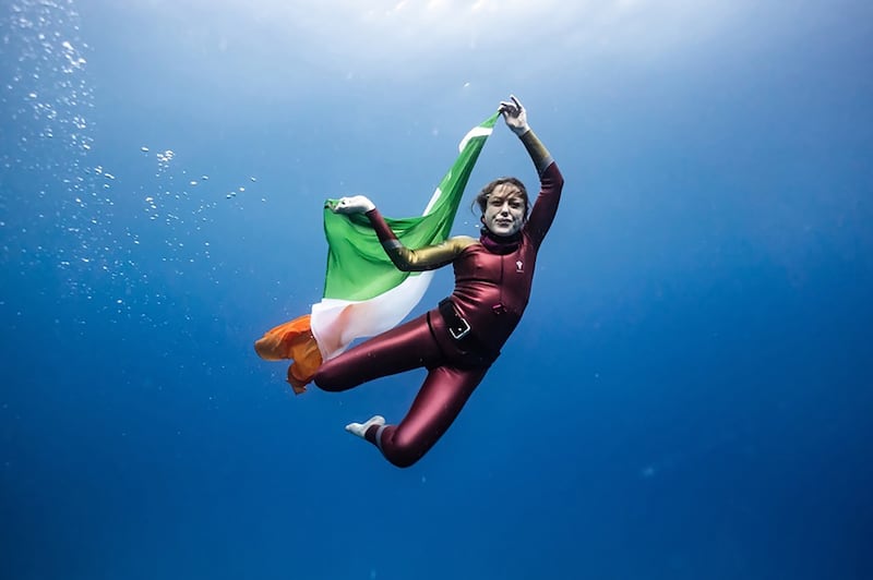 Balbriggan woman Nina McGowan set a new world freediving record at the Outdoor Freediving World Championships at Kas, Turkey. Photograph: Kristine Zipfel