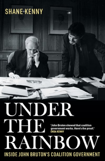 Under the Rainbow: The cover shows former government press secretary Shane Kenny with then taoiseach John Bruton in the latter's office in Government Buildings in 1996