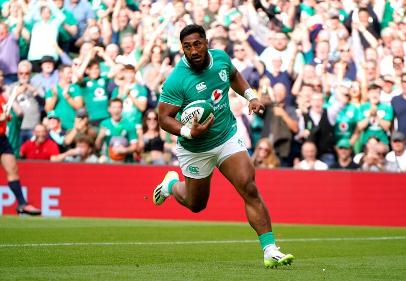 Ireland's Bundee Aki. Photograph: Niall Carson/PA