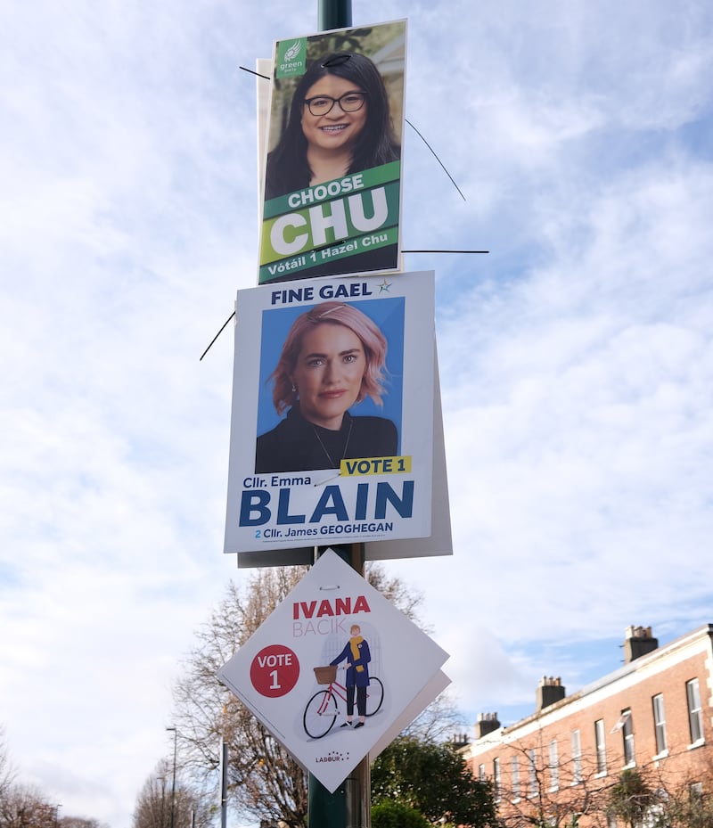 Posters from Dublin Bay South Constituency. Photo: Bryan O’Brien
