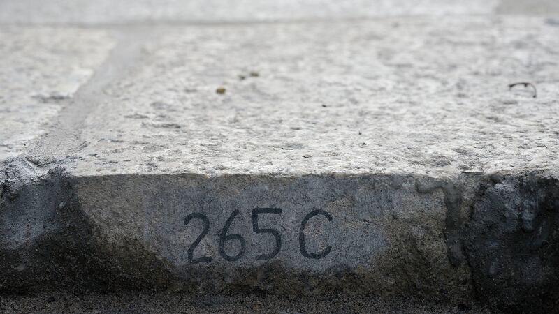 When the pavement outside Trinity College Dublin was removed each slab was numbered or marked so that they would go back down in exactly the same place. Photograph: Dave Meehan