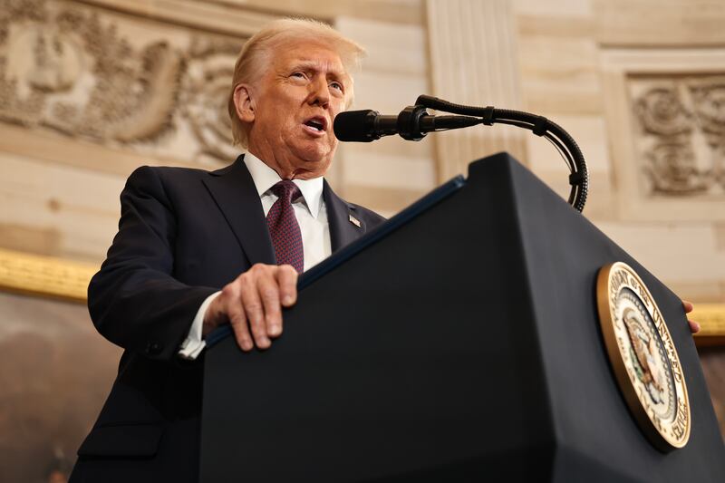 US President Donald Trump speaks after his inauguration in the Rotunda of the US Capitol.Photograph: Chip Somodevilla/Getty Images