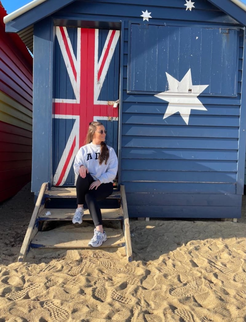 Yasmin Green at the Brighton beach boxes on Brighton Beach, Victoria