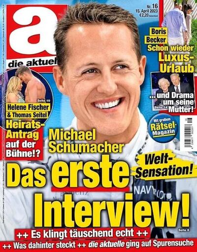 The Die Aktuelle cover featuring the Michael Schmacher 'interview'.