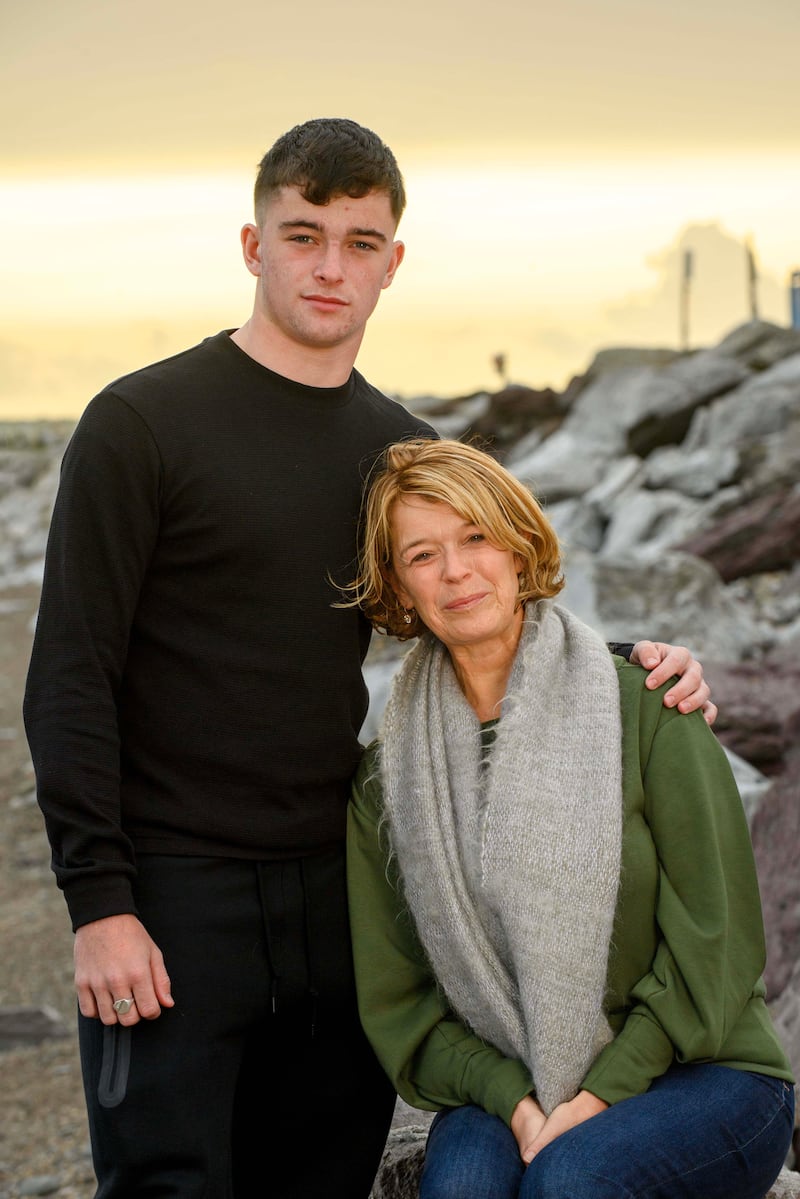 Dylan Gunn (16) with his mother Andrea. Photograph: Daragh Mc Sweeney/Provision