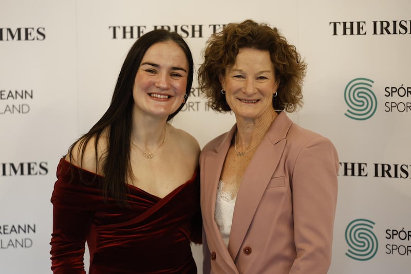 Kellie Harrington and Sonia O'Sullivan at the Sportswoman of the Year awards. Photograph: Nick Bradshaw