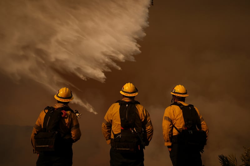 Firefighters have criticised the lack of water available after fire hydrants had run dry. Photograph: Eric Thayer/AP