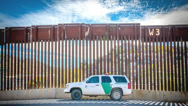 Immigration issue: the border wall in Nogales. Photograph: Dimitros Manis/Sopa/LightRocket via Getty