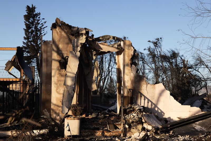 A destroyed home in the aftermath of the Palisades fire. Photograph: Benjamin Fanjoy/Bloomberg