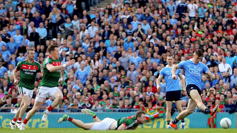 Con O’Callaghan’s goal was bad for Mayo to give away as they handed him  the centre to waltz through. Photograph: James Crombie/Inpho