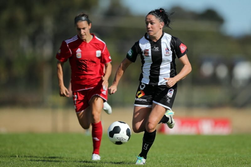 Ciara McCormack (right) during her playing days with the Newcastle Jets in Australia. Photograph: Morne de Klerk/Getty Images