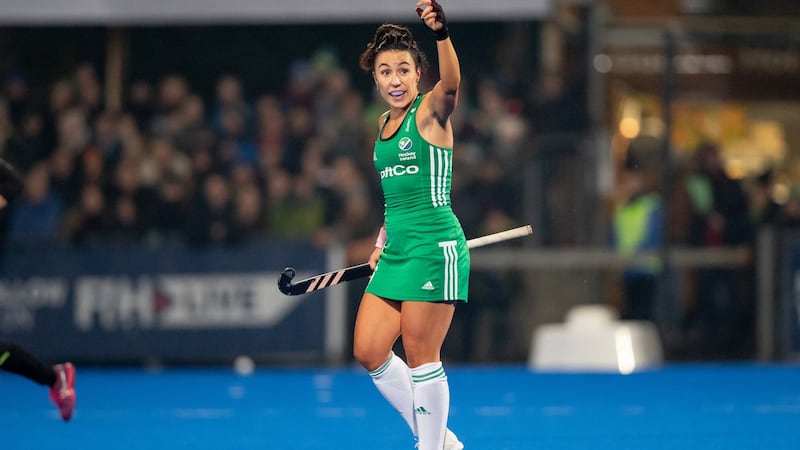 Ireland’s Anna O’Flanagan in action against Canada  in the Women’s FIH Olympic Hockey Qualifier second leg at Energia Park in  Donnybrook. Photograph: Morgan Treacy/Inpho