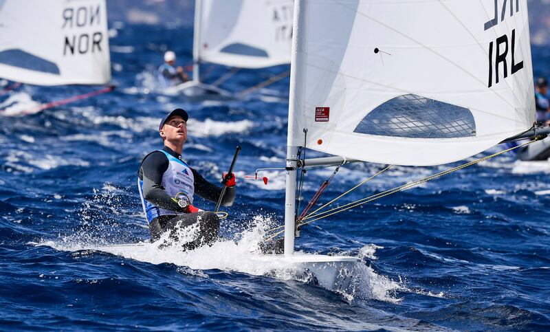 In his second race of the day, Finn Lynch finished in an impressive 14th place. Photograph: David Branigan/Inpho/Oceansport