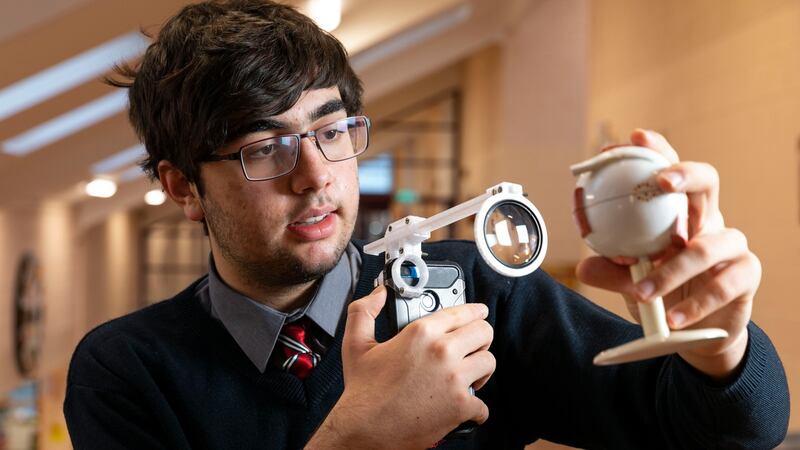 Andy Bucur at John The Baptist Community School, Co Limerick, is showcasing his project, Fundus Eye Scanner, at the 58th BT Young Scientist & Technology Exhibition. Photograph: Fennell Photography