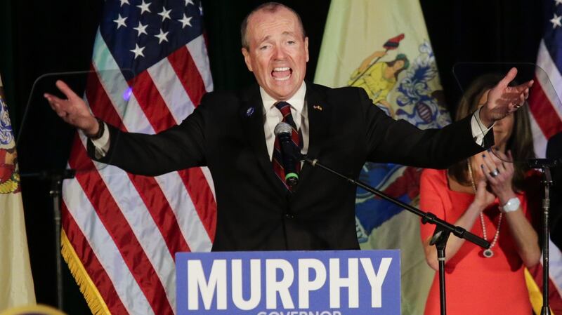 New Jersey governor-elect Phil Murphy speaking at an election night rally in Asbury Park, New Jersey. Photograph:  Eduardo Munoz Alvarez/Getty Images