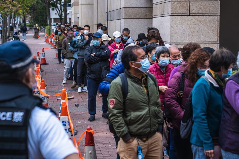 More than 100 people queued for seats in the court's public gallery. Photograph: Lam Yik/Bloomberg