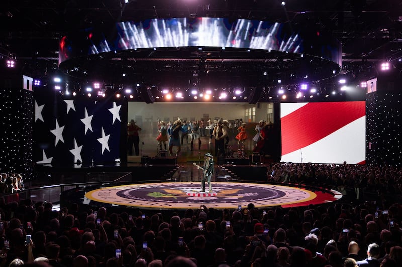 Billy Ray Cyrus performs during the Liberty Ball. Photograph: Maasni Srivastava/EPA-EFE