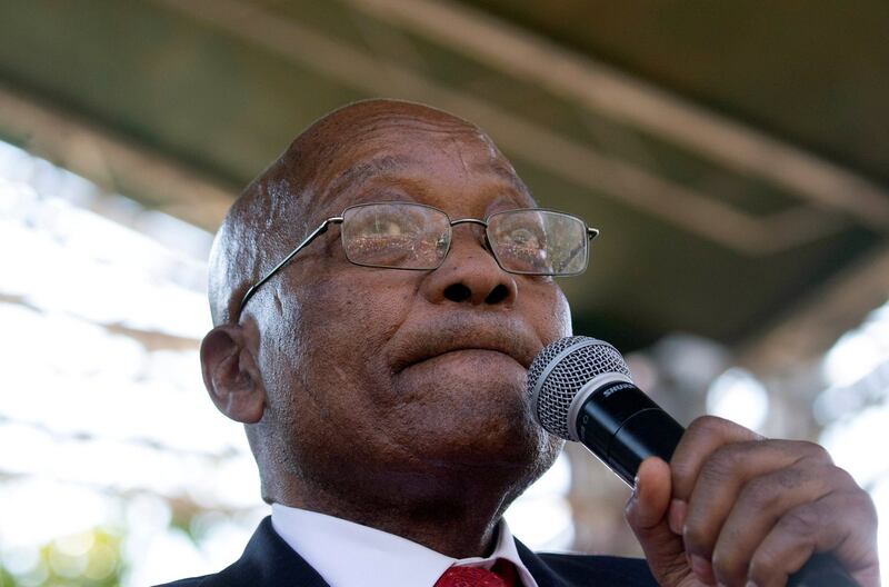 Former South African president Jacob Zuma speaks to his supporters after a court appearance in Pietermaritzburg, South Africa on July 27th, 2018 Photograph: Rogan Ward/File Photo/Reuters