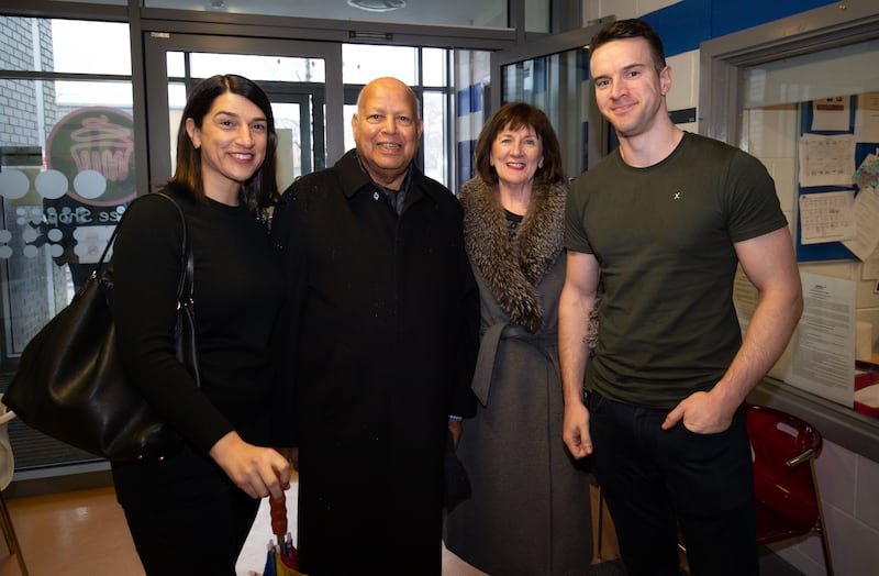 Leo Varadkar's sister Sonia Varadkar, his parents Ashok and Miriam, and his partner Matthew Barrett. Photograph: Tom Honan