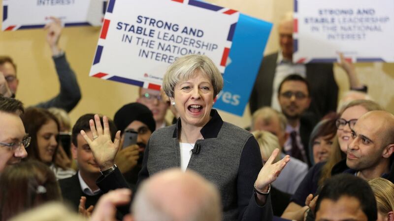 Polls suggest that Britain’s prime minister Theresa May will emerge with a larger majority than the 17 seats she has now. Photograph: Reuters/Chris Radburn