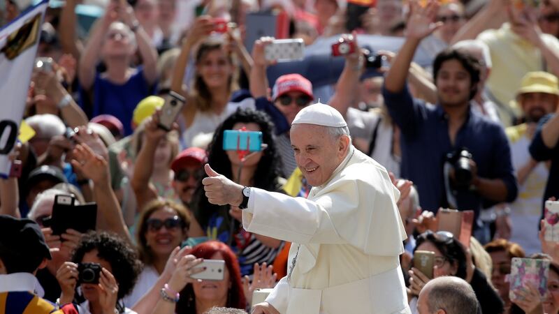 Pope Francis arrives to lead the Wednesday general audience in St Peter’s Square at the Vatican. Photograph: Max Rossi/Reuters