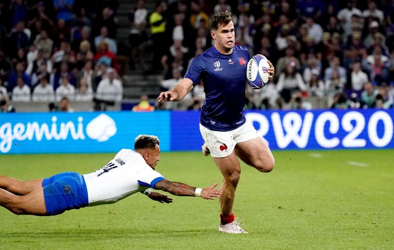 Damian Penaud of France beats Pierre Bruno of Italy. Photograph: Dave Winter/Inpho