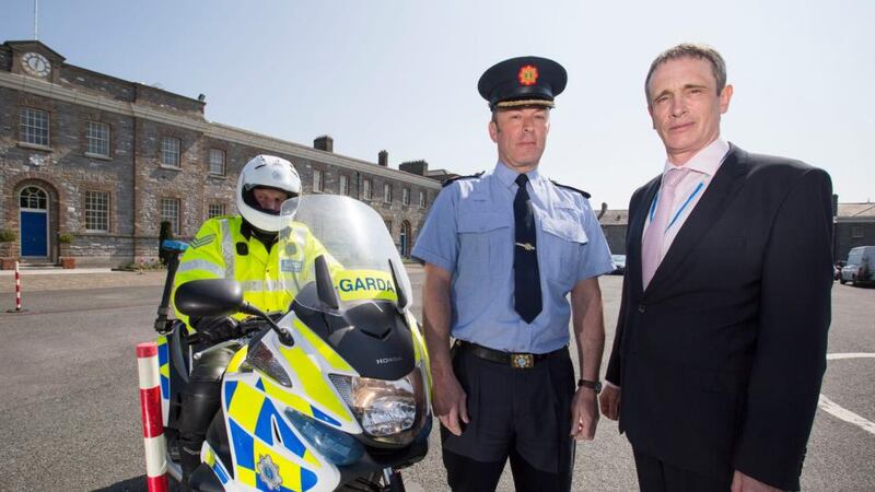 Assistant Garda Commissioner John Twomey with Road Safety Authority director Michael Rowland at today’s road safety campaign launch.