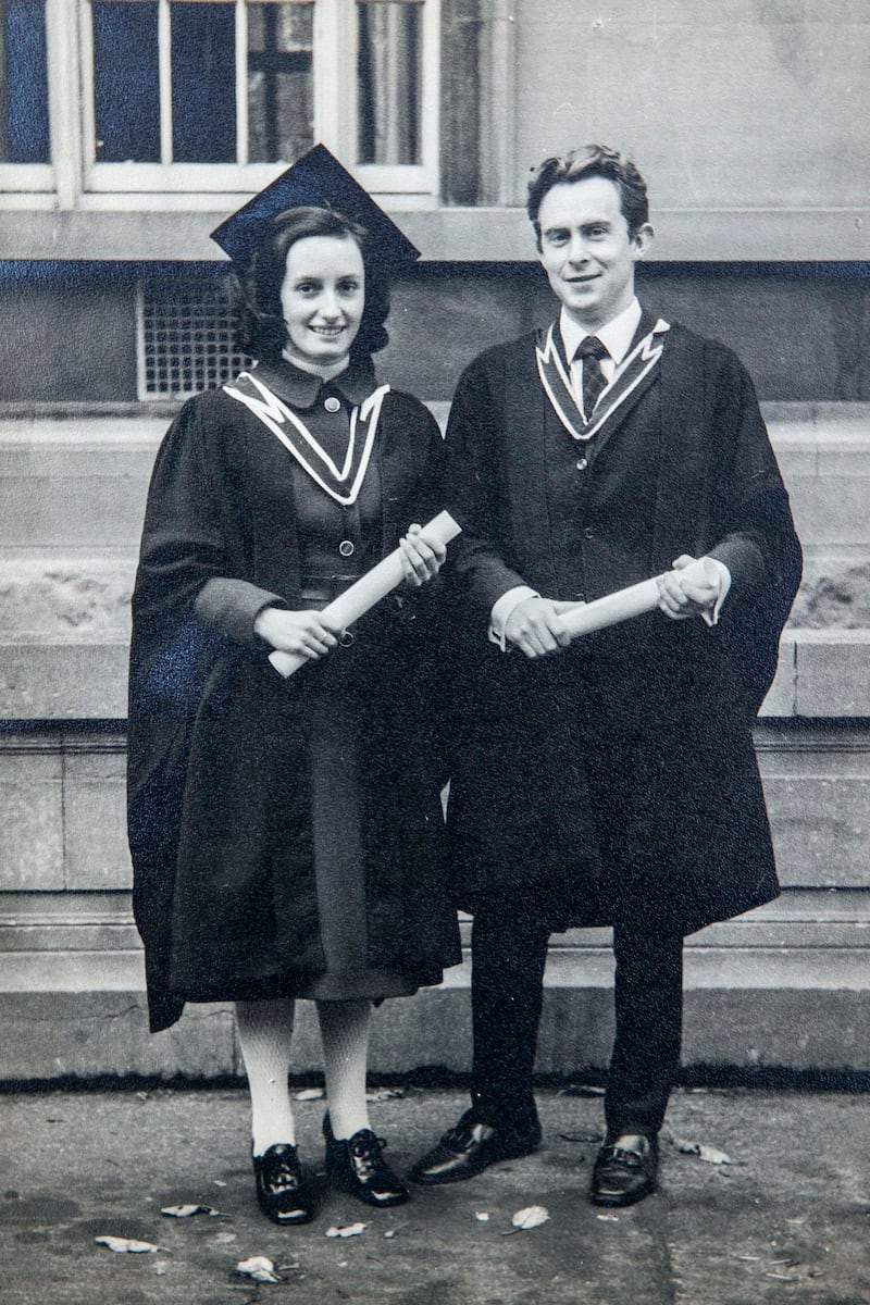 Ann Grainger and Dermot Keogh on their Graduation Day from UCD, Earlsfort terrace, Dublin 1970. 
Picture: Family Archive Photo/Clare Keogh