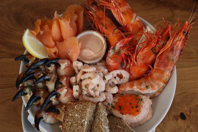 Caviston's: Chilled seafood platter of Kelly's rock and native oysters, Caviston's smoked salmon and trout pate, marinated crab claws and gambas, and shrimp and Marie Rose sauce. Photograph: Nick Bradshaw