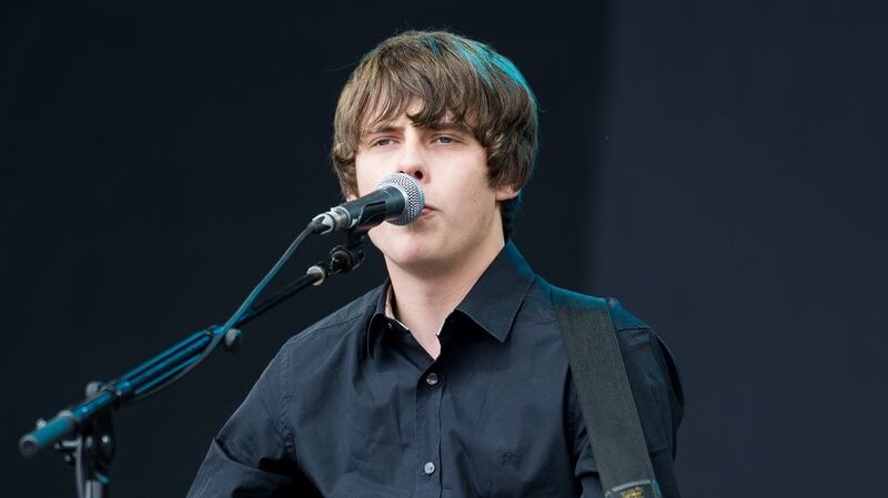 Jake Bugg performs live on the Pyramid Stage at Glastonbury Festival. Photograph: Ian Gavan/Getty Images