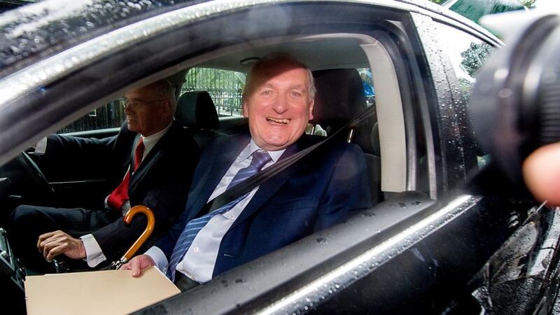 Mr Ahern arrives at the Oireachtas banking inquiry at Leinster House, Dublin. Photograph: Collins Photos.