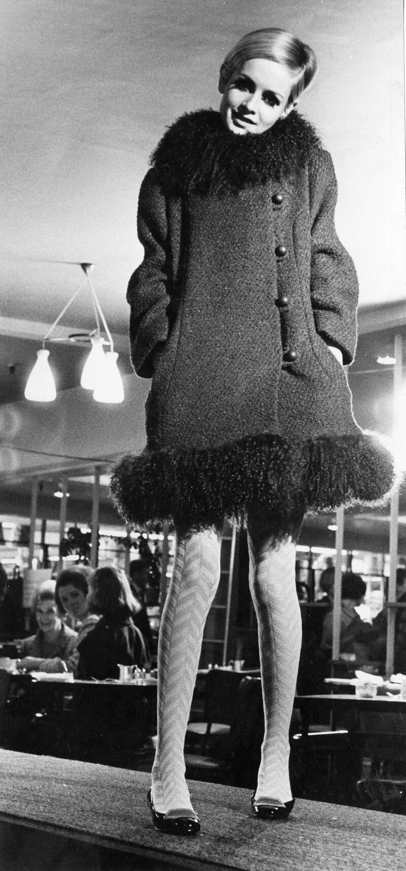 Twiggy at Arnott's autumn fashion show in Dublin, 1966. Photograph: Gordon Standing