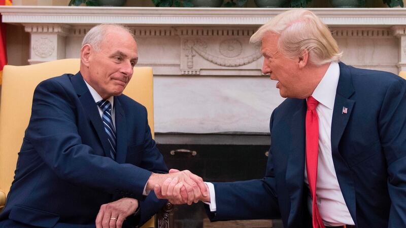 US president Donald Trump with newly sworn-in chief of staff John Kelly at the White House on July 31st. Photograph:  Jim Watson/AFP/Getty Images