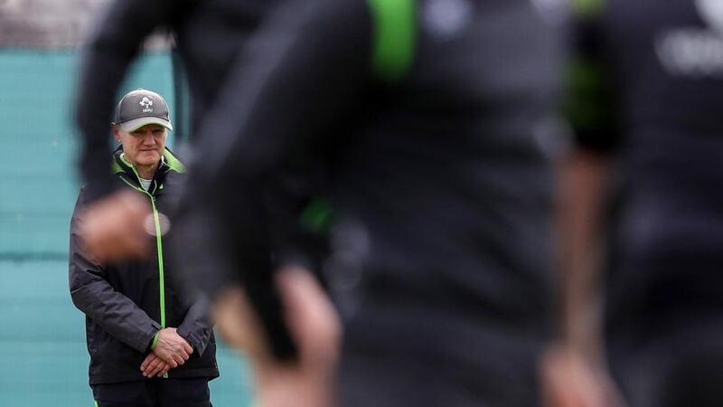 Six Nations build-up: Joe Schmidt at an Ireland rugby squad training session last week. Photograph: Billy Stickland/Inpho