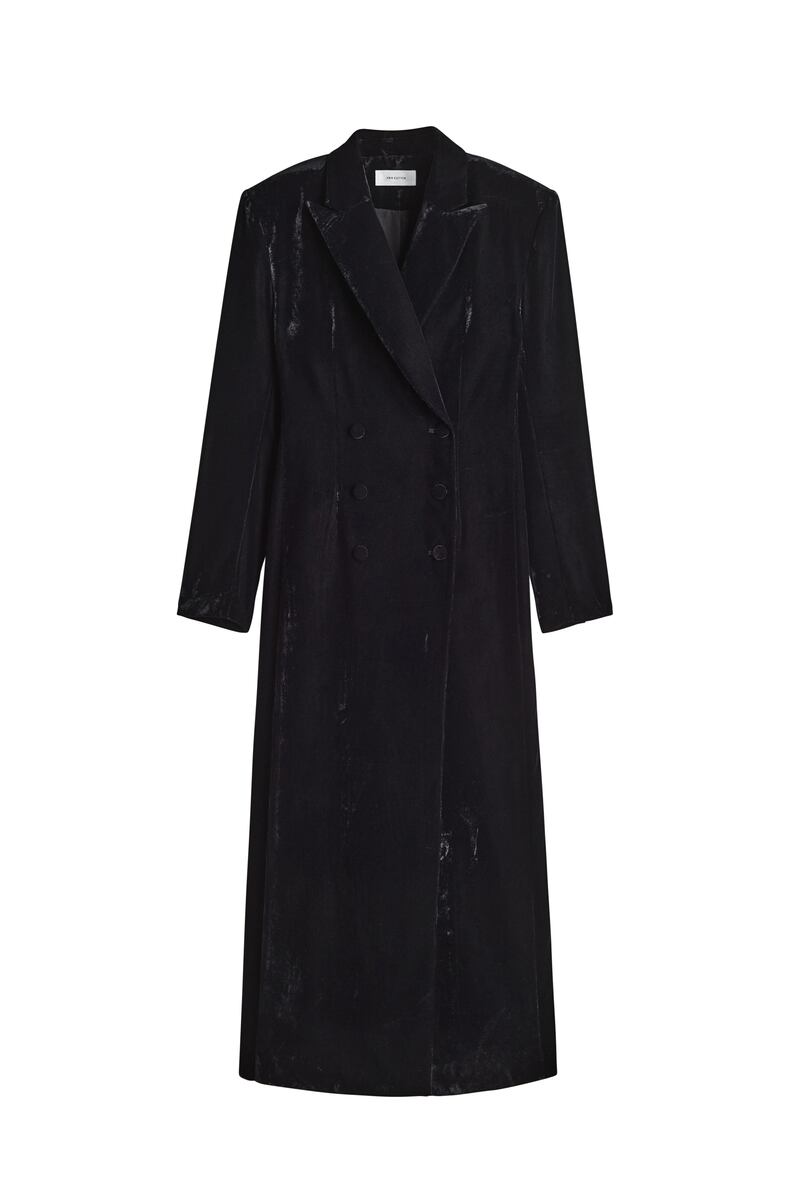 Black velvet coat, €129, H&M