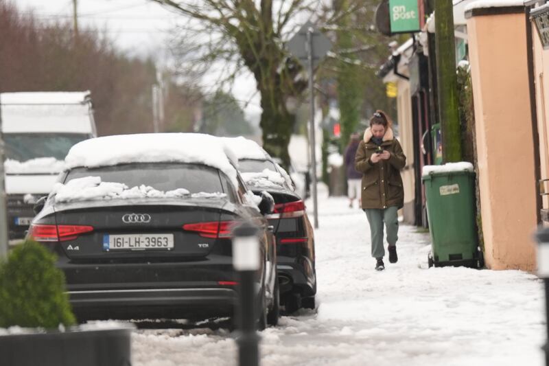 Ballylynan in Co Laois, as snow, ice, heavy rain and sleet sweep over the island of Ireland. Photograph: Niall Carson/PA