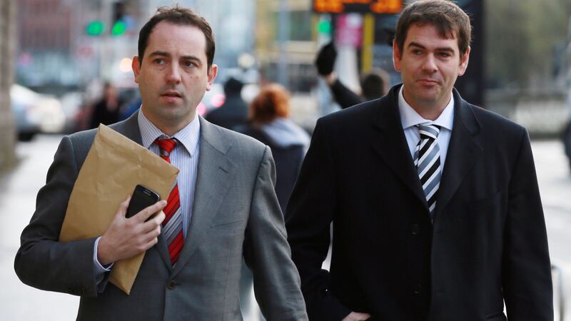 Sean Quinn jnr and brother-in-law, Niall McPartland (left). Photograph: Courts Collins