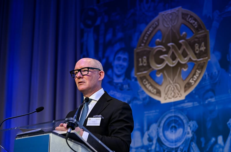 Football Review Committee chairperson Jim Gavin addresses delegates during the GAA's Special Congress at Croke Park last year. Photograph: Piaras Ó Mídheach/Sportsfile