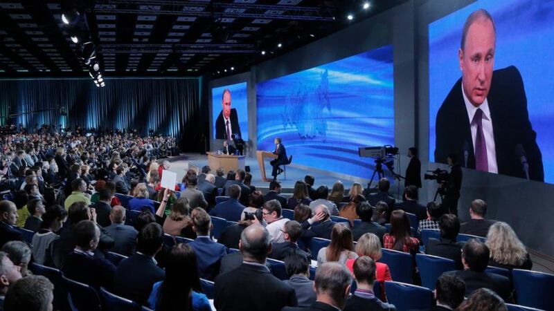 Russian president Vladimir Putin will give his end-of-year speech on Thursday morning amid the rouble crash. Photograph: Maxim Shipenkov/EPA