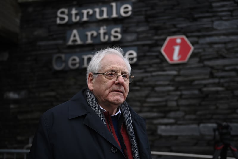 Michael Gallagher, whose son Aiden (21) was killed in the Omagh bombing, makes his way into the Omagh inquiry. Photograph: Charles McQuillan/Getty Images