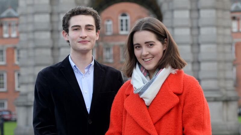 TCD students Luke Fehily and Gráinne Sexton. Fehily says the poor implementation of semesterisation in TCD has made life “impossible” for many students. Photograph: Alan Betson