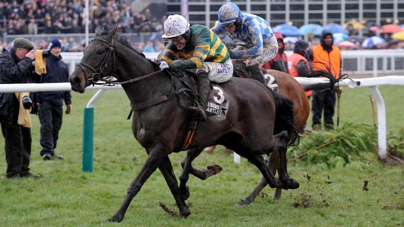 At Fishers Cross, ridden by Tony McCoy goes on to win The Albert Bartlett Novices' Hurdle Race. Photograph: Joe Giddens/PA Wire